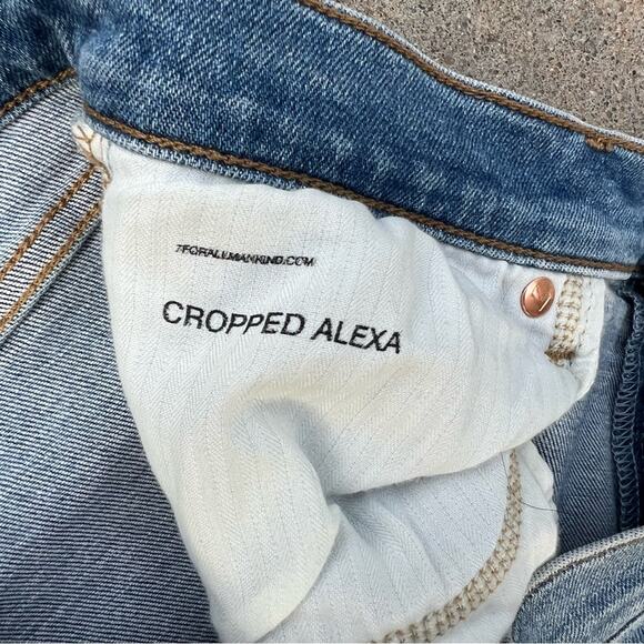 7 For All Mankind Alexa High Waist Crop Wide Leg Jeans In Lakeside Size 32 - Picture 5 of 9